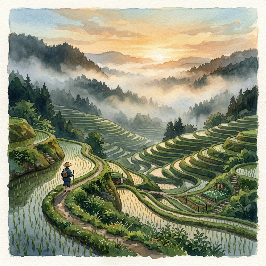 Painterly valley illustration generated with Qwen-Image-Edit-2511