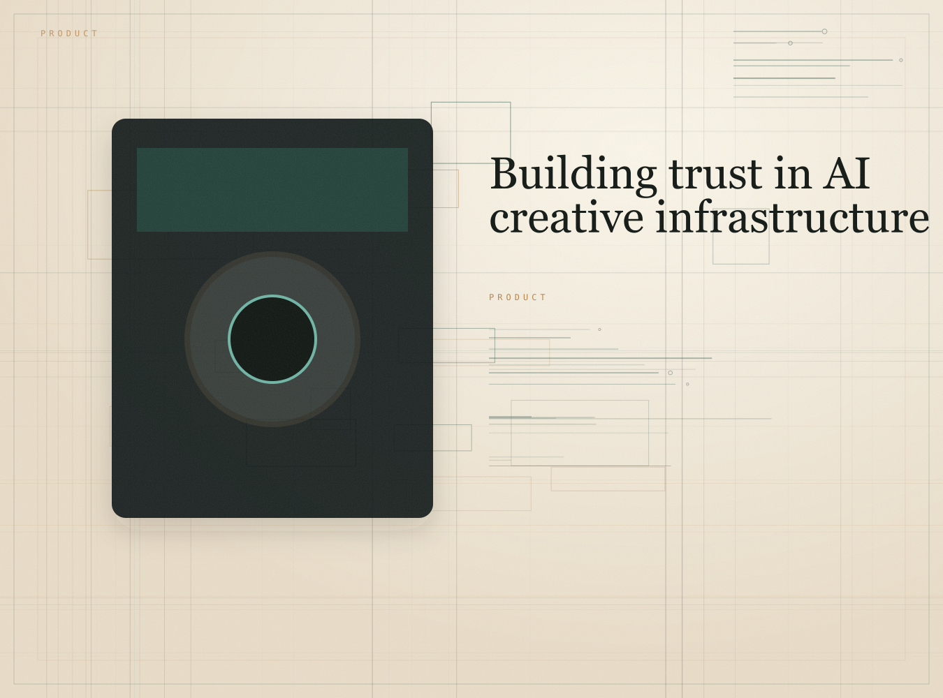 A technical camera diagram for trust in AI creative infrastructure