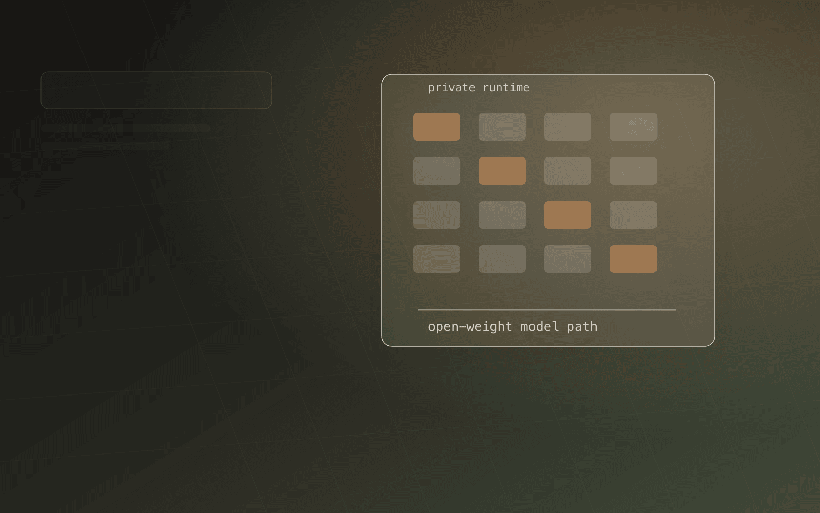 Abstract open-weight model interface showing a private model path without hosted image API policy layers.